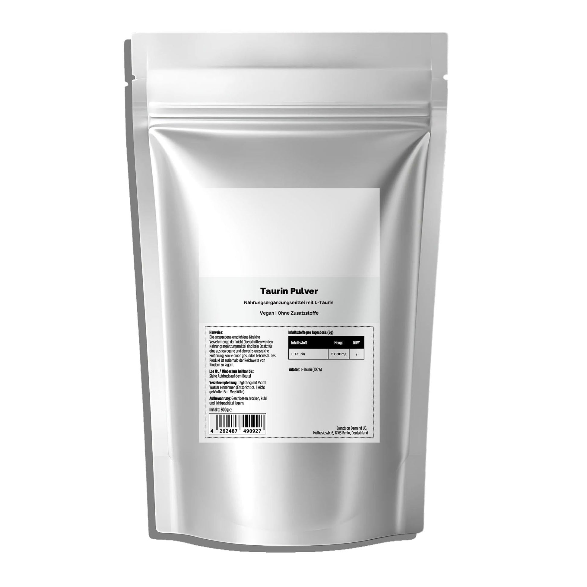 Taurin Pulver - 500g Doypack - Supplements and more Nahrungsergänzungsmittel