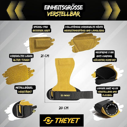 Theyet Crossfit Hand Grips Calisthenics Gloves Strength Training Men Straps Training Gloves for Men and Women Leather Gym Hand Protection Gymnastics Lifting Weights Gym Bracelets - Supplements and more Nahrungsergänzungsmittel