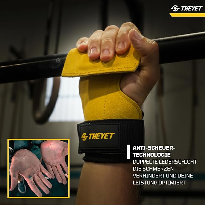 Theyet Crossfit Hand Grips Calisthenics Gloves Strength Training Men Straps Training Gloves for Men and Women Leather Gym Hand Protection Gymnastics Lifting Weights Gym Bracelets - Supplements and more Nahrungsergänzungsmittel