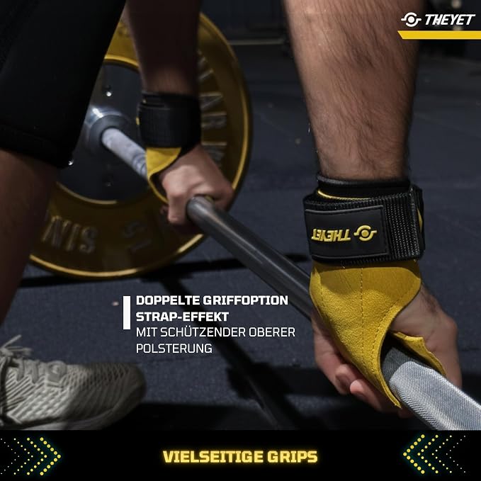 Theyet Crossfit Hand Grips Calisthenics Gloves Strength Training Men Straps Training Gloves for Men and Women Leather Gym Hand Protection Gymnastics Lifting Weights Gym Bracelets - Supplements and more Nahrungsergänzungsmittel