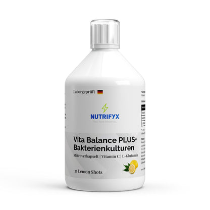 Vita Balance PLUS+ Bakterienkulturen - 33 vegane Lemon Shots - 500ml - Supplements and more Nahrungsergänzungsmittel