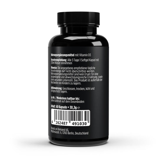 Vitamin D3 3.000 I.E - 60 vegane Softgels - Supplements and more Nahrungsergänzungsmittel